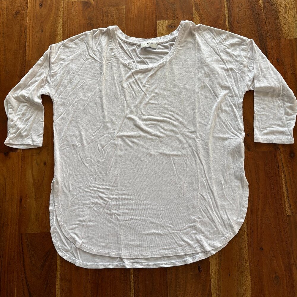 Babaton White Long Sleeve Rounded Hem Tee